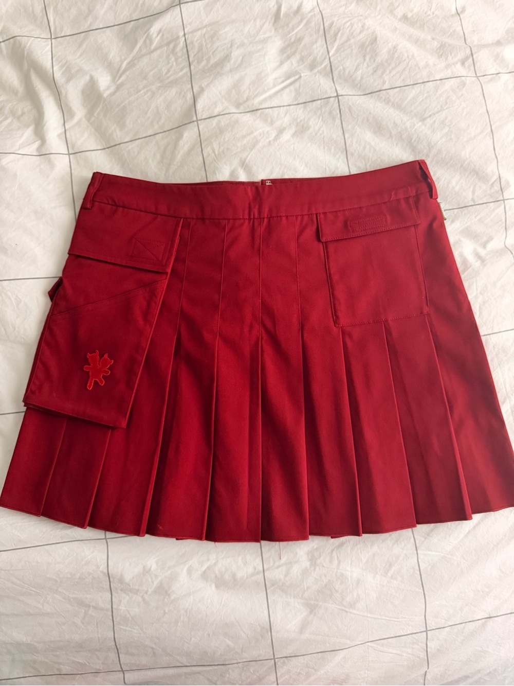 Heaven by Marc Jacobs Red Pleated Skirt with Cargo Pocket